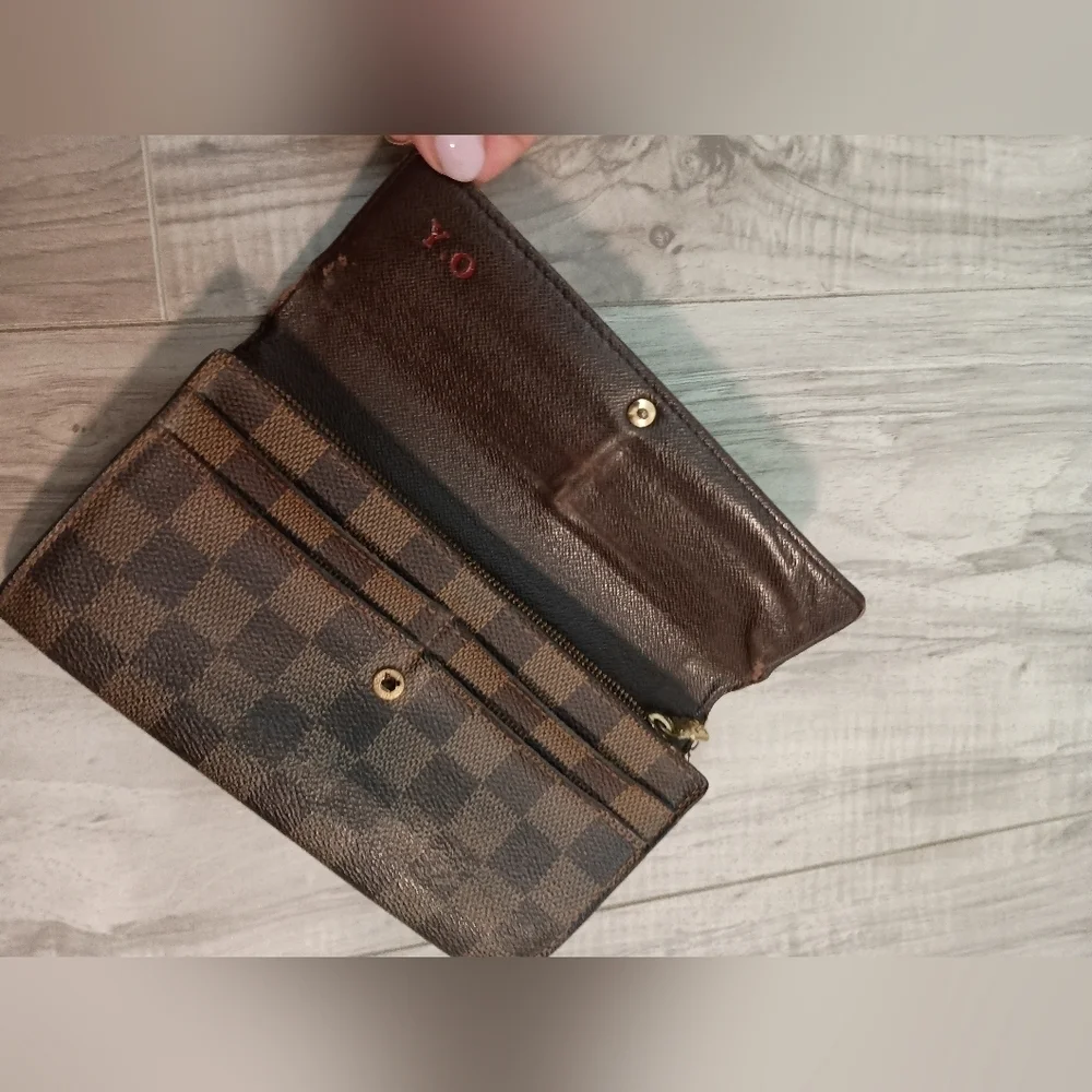 Louis Vuitton Brown Damier Ebene Checkered Wallet